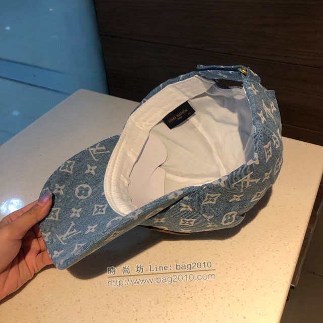 LV男女同款帽子 路易威登洗水做舊牛仔布棒球帽鴨舌帽  mm1490